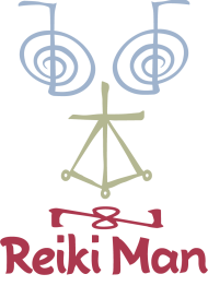 The Reiki Man logo — a powerful blend of sacred Reiki symbols and grounded spiritual identity.
